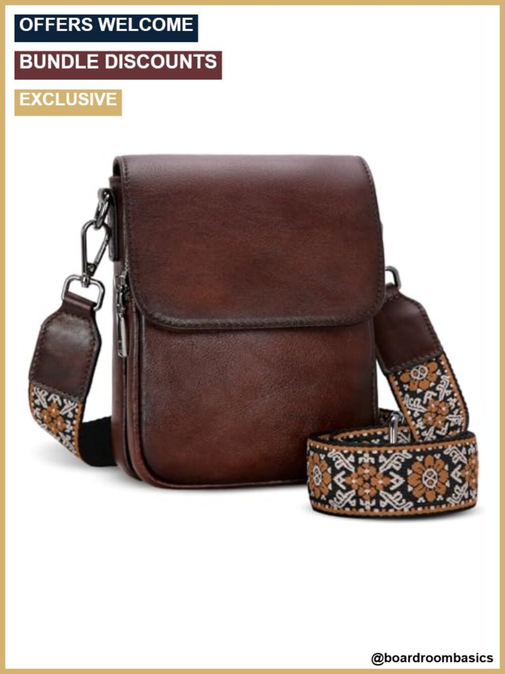 Small Leather Crossbody Bag RFID Phone Purse Card Slot Wide Strap